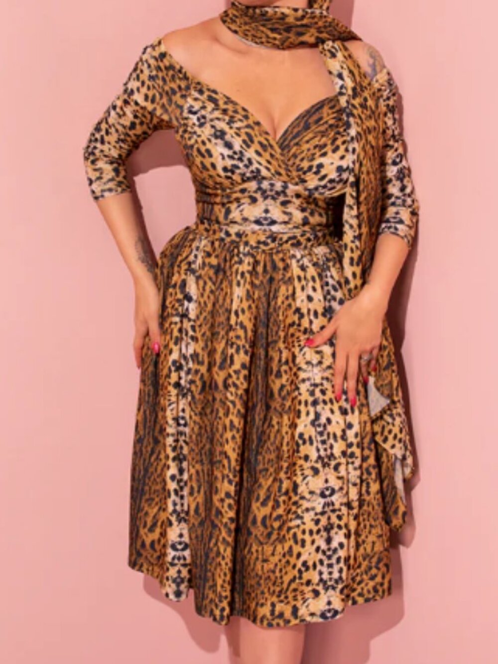Vixen by Micheline Pitt - L - Starlet Swing Dress in Leopard